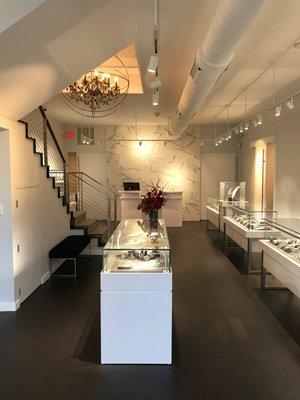 Our first floor fine jewelry showroom filled with our Adamas' Custom Collections!