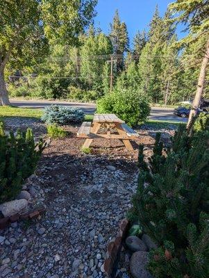 Picnic tables outside