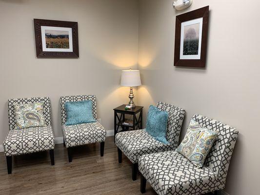 Seats are cushy & the pillow game strong in Dr.Kelly's waiting room