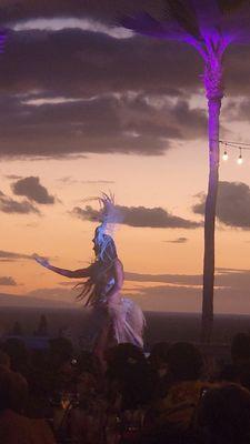 Tahitian dancer; evening view.