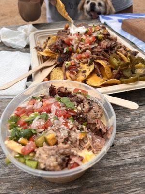 Brisket Elote and party brisket nachos