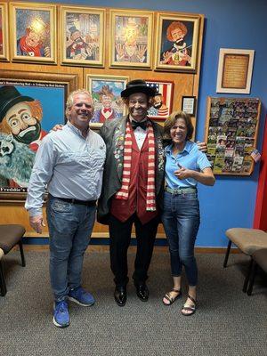 Husband and I with Red Skelton impersonator Brian Hoffman.