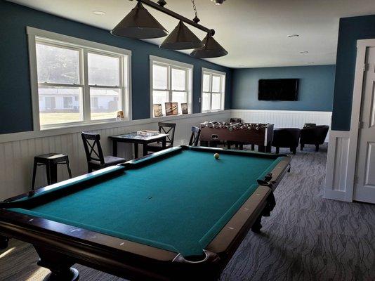 Game Room has a Pool Table, Foosball and TV Area