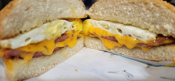 The Jersey Go To Breakfast... Pork Roll, Egg and cheese on a Keizer Roll