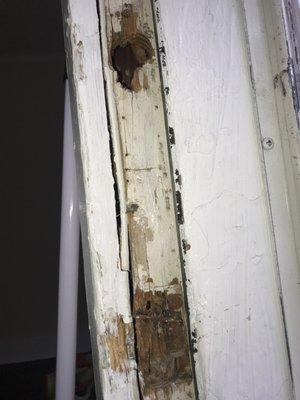 A broken door frame that was never fixed