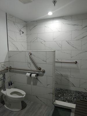 clean individual shower rooms