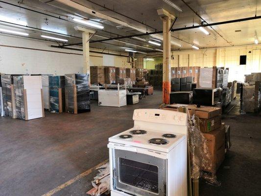 Inside of the appliance/furniture warehouse