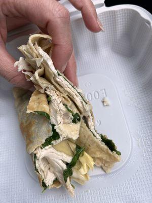 Artichoke, chicken Spinach and Cheddar crepe - no cheese hee - I ate it too fast. My bad! Delicious though!