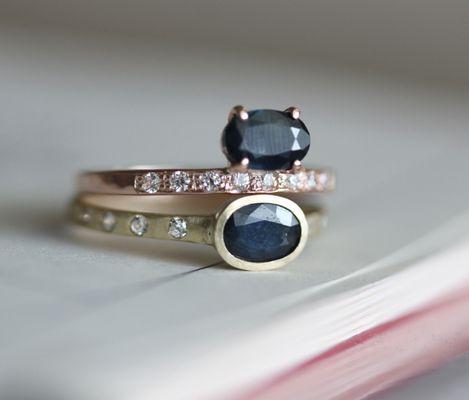 custom rings using sapphires from a client's earrings