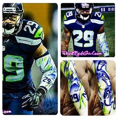 Earl Thomas lll
 Wearing Paint By A Girl
 Custom Arm Sleeve
2016 Seahawks vs. Panthers