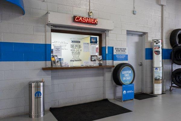 Cashier's Office from the Service Drive Griffin's HUB Chrysler Jeep Dodge RAM of Milwaukee 5700 S. 27th Street