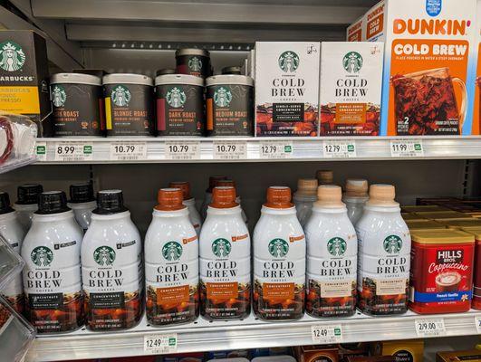 Starbucks Premium Instant coffee selection is better than my go-to Publix in Atlantic Station. Cold Brew is good too.