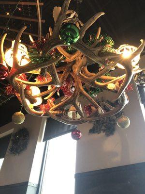 Reindeer Chandelier with Xmas decor