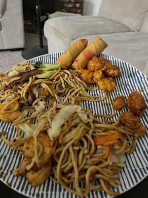 Spicy Shrimp Chow Mein Beef & Shrimp Chow Mein Tangerine Chicken Egg Rolls