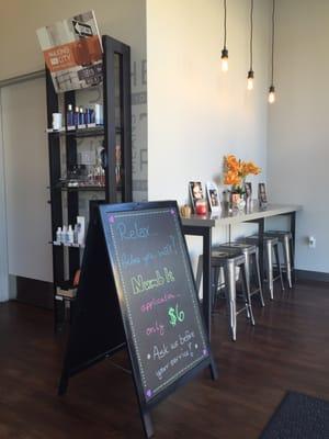 Front lobby with products for sale.