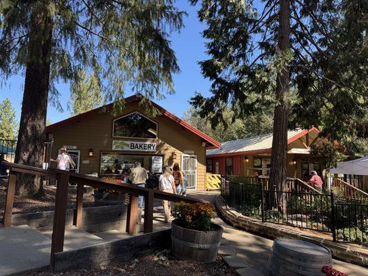 Order your food on the right here. Eat nearby under the trees.