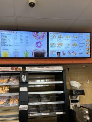 The Lighted Menu on the Wall & Donuts @ "The Woodstock Dunkin' Donuts" on Salem St. in Medford MA.