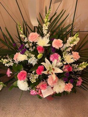 Basket funeral arrangement