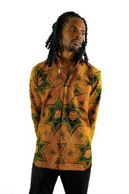 Orange & Green African Long Sleeve Shirt