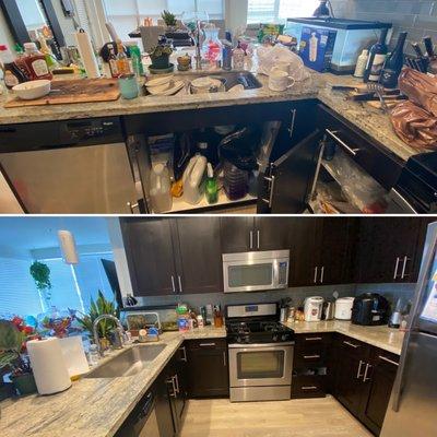 Kitchen detail: simultaneous deep clean & reorganize.