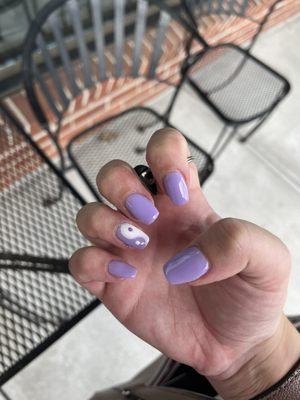 Powder mani with gel design