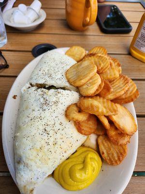 Egg white omelette with a side of potatoes