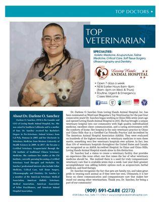 Dr. Sanchez has been nominated "Top Veterinarian" 4 times in a row!