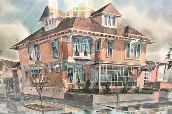 Watercolor painting of our Victorian Funeral Home