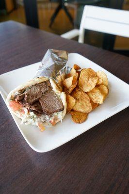 short rib gyros sandwich