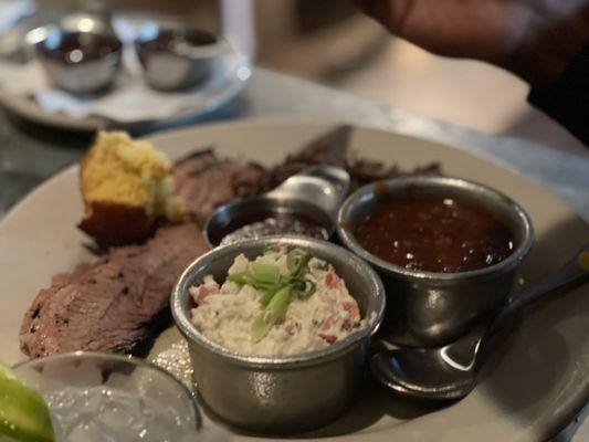 Brisket two meat combo with beans n tater salad