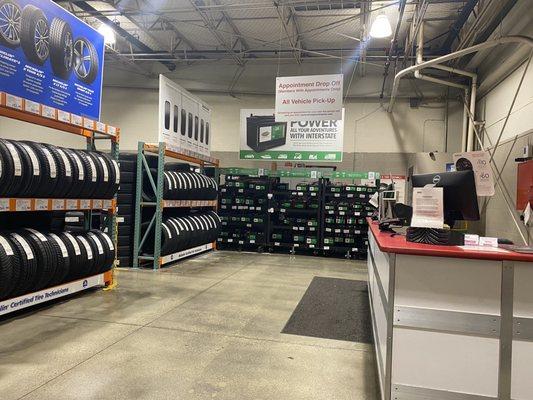 Inside of the Tire Center.