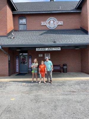 Papa, Lilee and Levi at the train station