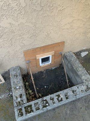 Exit door for Raccoons, Skunks, and Cats to exit crawl space