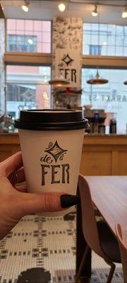 Oat milk latte from de fer