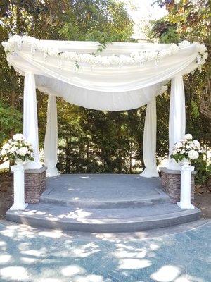 Beautiful all white Arbor draping