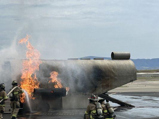 Prescott Fire training at the airport in front of Susie's Skywalk Restaurant. What a view!