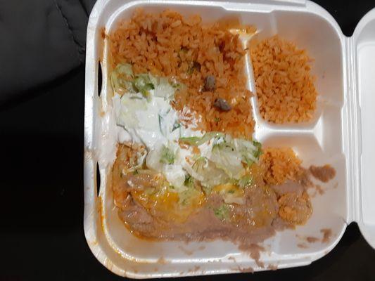 Garbage ass food never go again ordered enchiladas where are they dig into the beans garbage ass foof