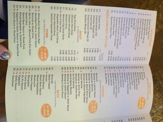 Menu side 1