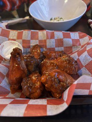 Wood fire wings with Smokey habanero sauce