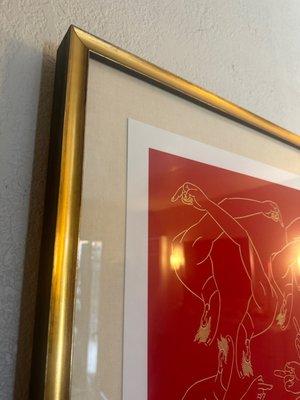 Perfect linen matting with gold and black frame