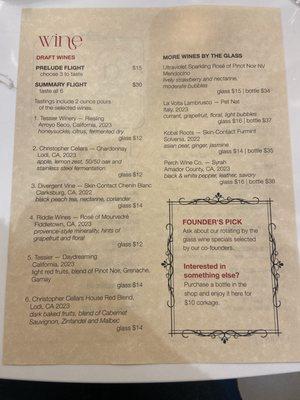 Wine menu 12/6