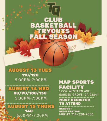 FALL SEASON TRYOUTS