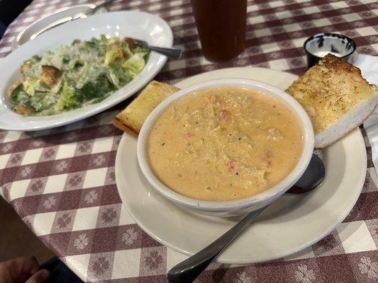 Soup and salad combo (artichoke bisque)