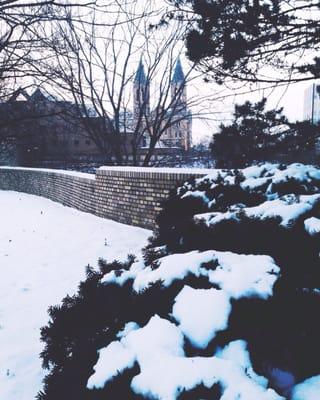 A snowy morning view #universityofakron #akronohio