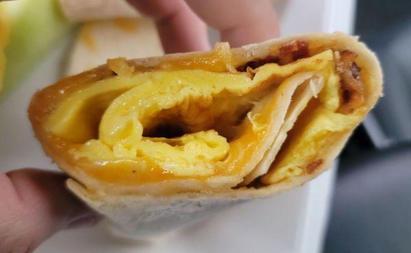 Bacon, egg, and cheese burrito