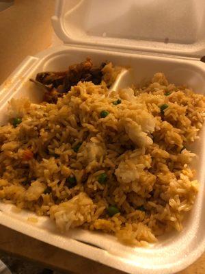 Shrimp Fried Rice without the shrimp and not fully fried.