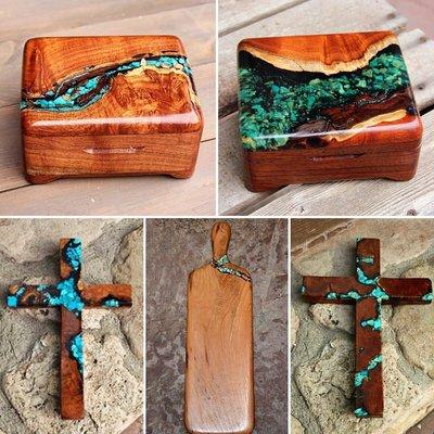 Mesquite items inlaid with turquoise make GREAT gifts!