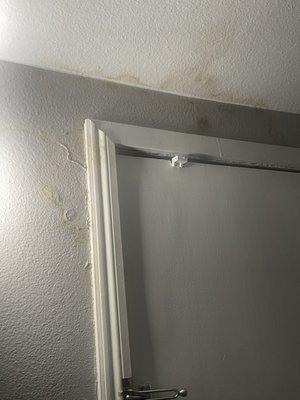 Water stains on door. Door was hard to open and close