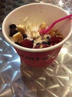 Coconut with berries brownies and granola