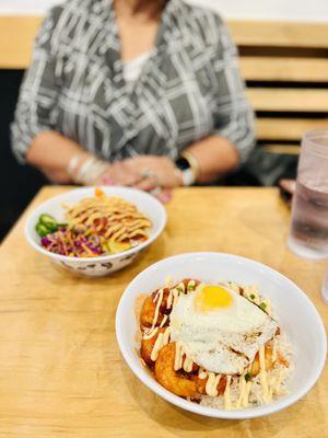 the prawn star bowl w/ fried egg